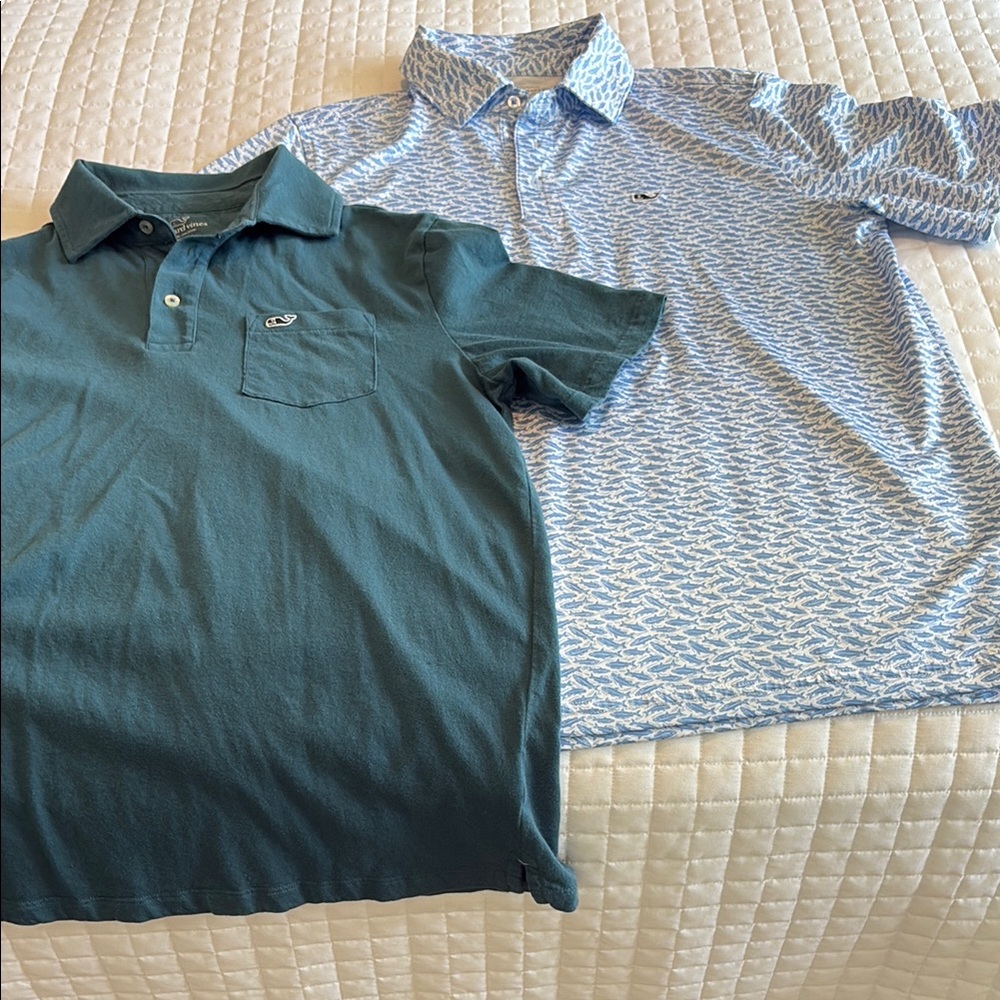 2 Boy’s vineyard Vines Green and Blue Polo Shirts